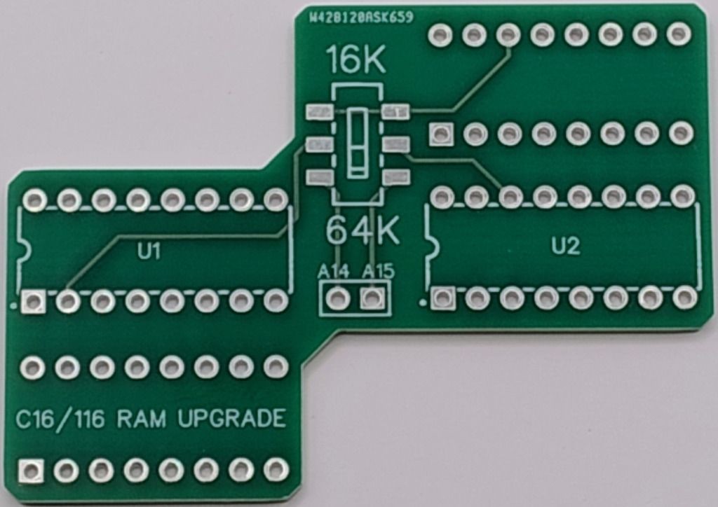 RAM Expansion PCB to 64kb for Commodore C16 and 116