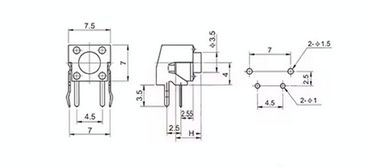 Angular TACT Microswitch 6x6 mm, H=7 mm, 10 pcs