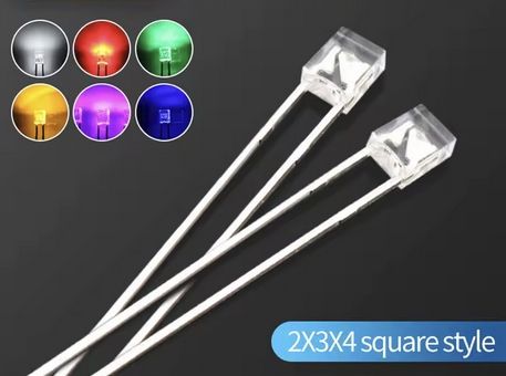 Rectangular LED diode 2 x 3 x 4 mm, green color, 10 pieces