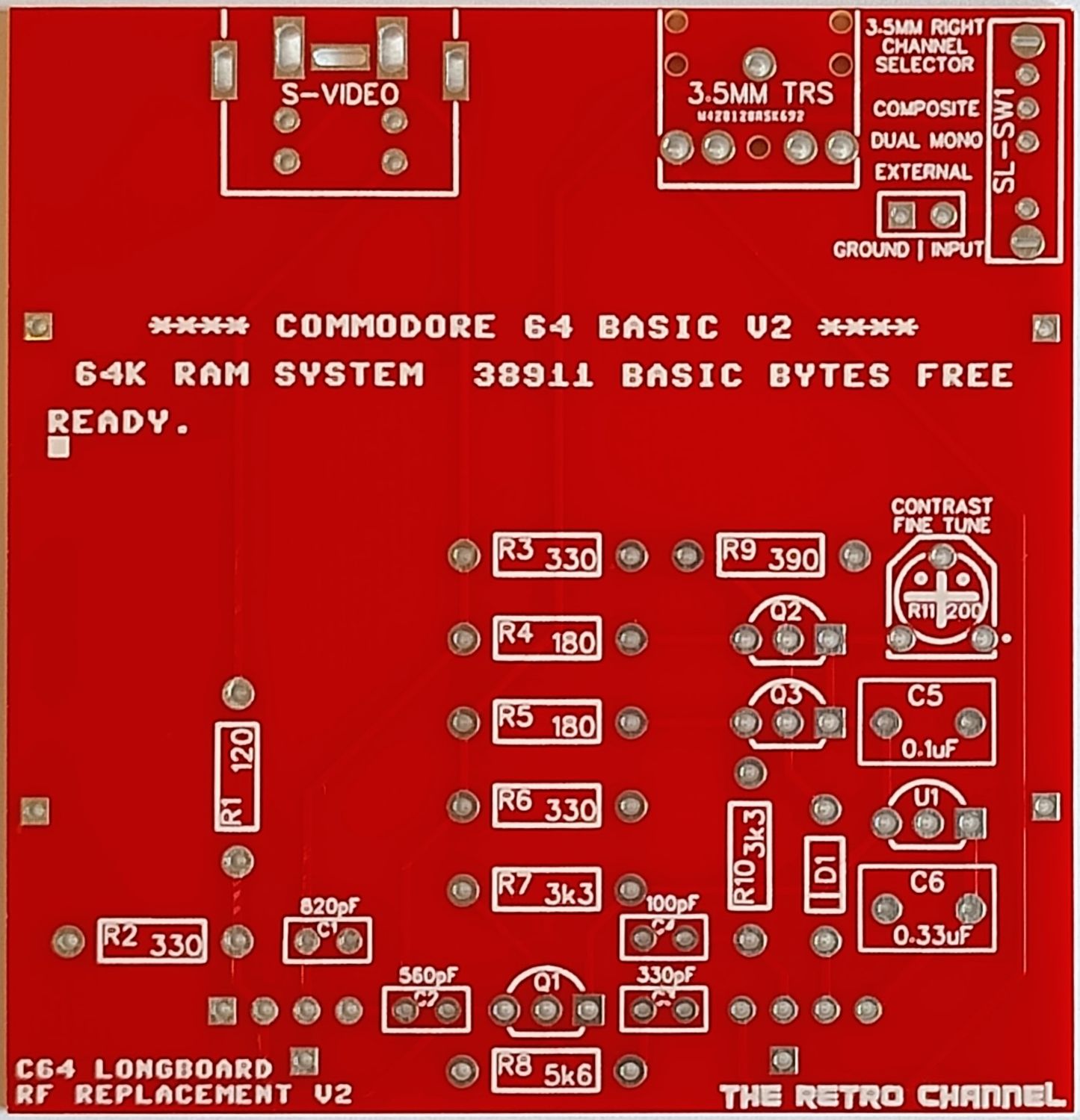 PCB replacement board for Commodore modulator, long version