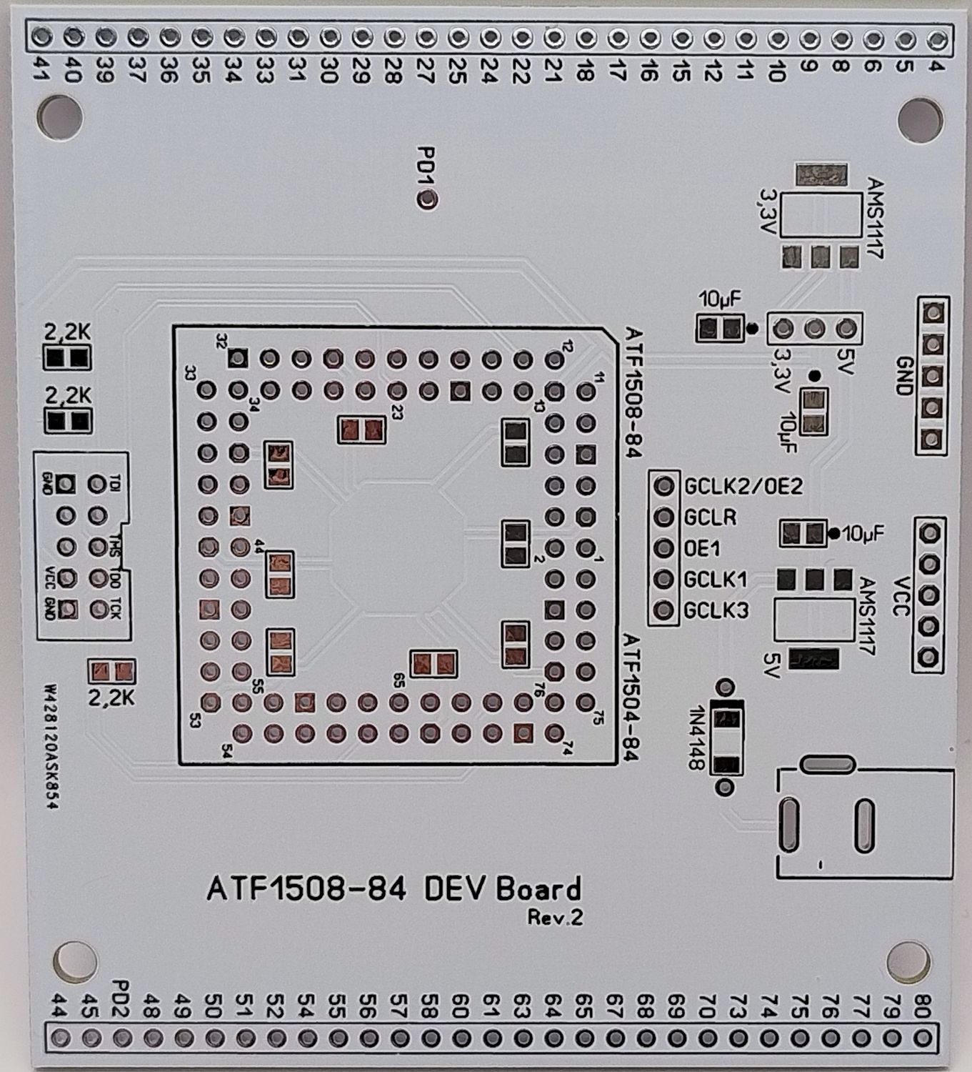 PCB Development Board for ATF1504, PLCC84
