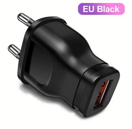 Power adapter, charger 1xUSB, maximum current 1A, black color