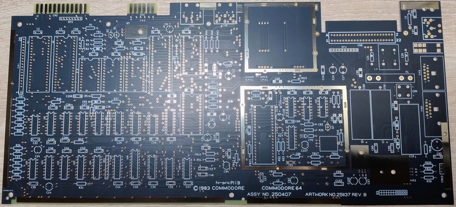 Replica of Commodore 250407 Motherboard, Bwack v.1.3 Design, Gold-Plated ENIG