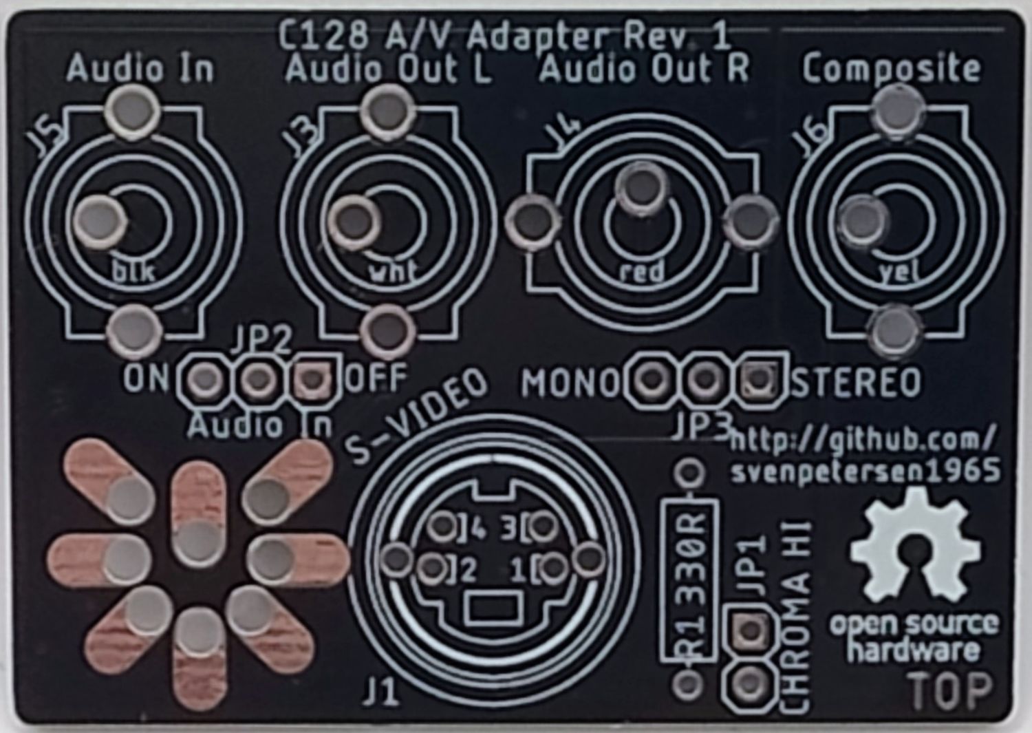 Audio-Video Adapter PCB for Commodore C128