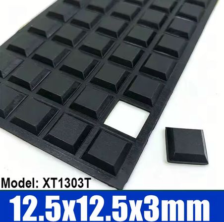 Self-Adhesive Rubber Feet, 12.5 x 12.5 x 3 mm, 4 pcs