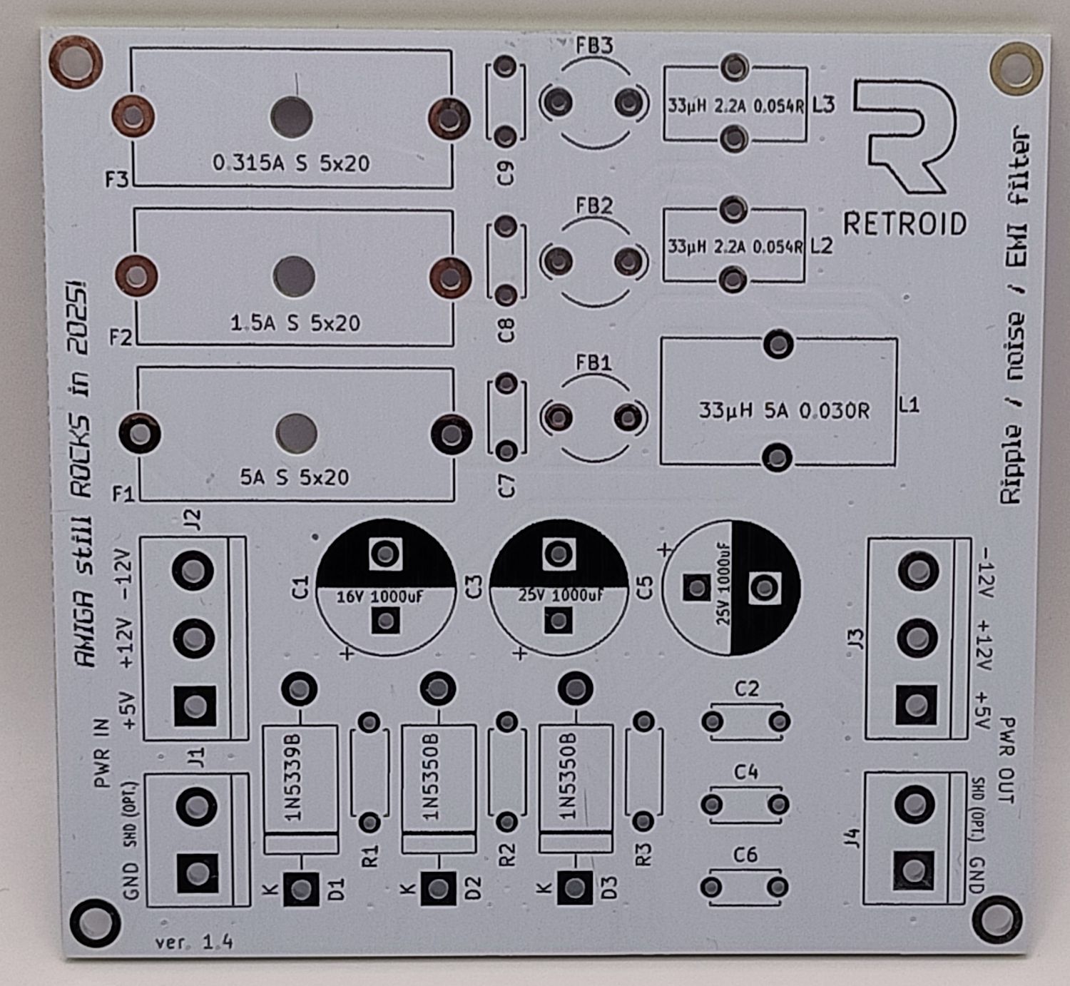 PCB Filtering Board for Amiga 500/600/1200 Power Supply Replacements