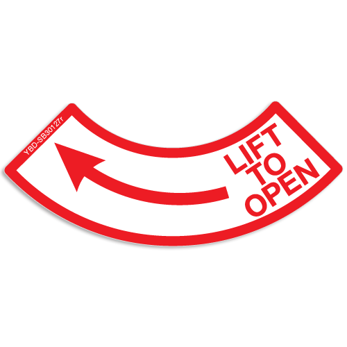Lift To Open- Black, Red and Arrow Direction Options