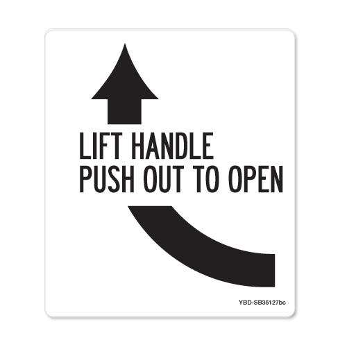 Lift Handle PUSH Out To Open- Options Available: Red, Black, and Arrow Direction