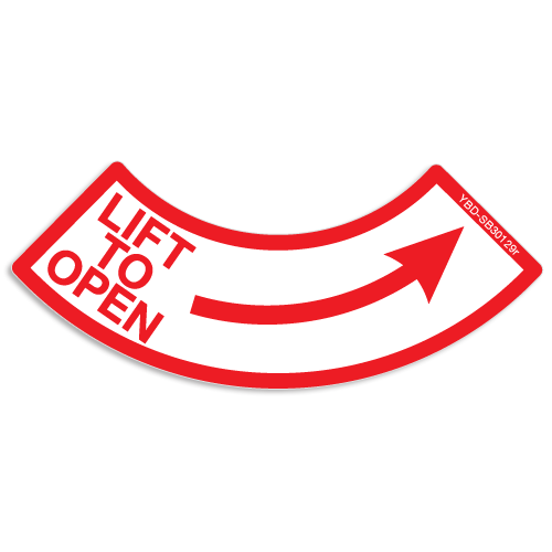 Lift To Open- Black, Red and Arrow Direction Options