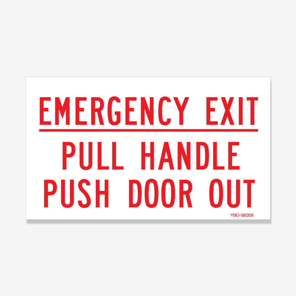 Emergency Exit Red Print on White