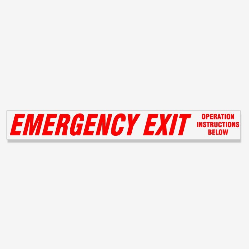 Emergency Exit Instructions Below - Red