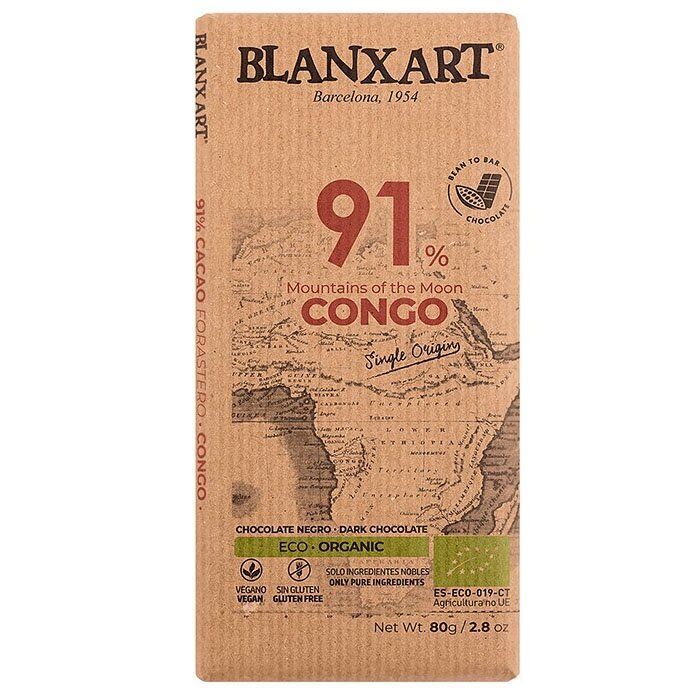 Chocolate Negro 91% Congo Sin gluten Vegano 80g