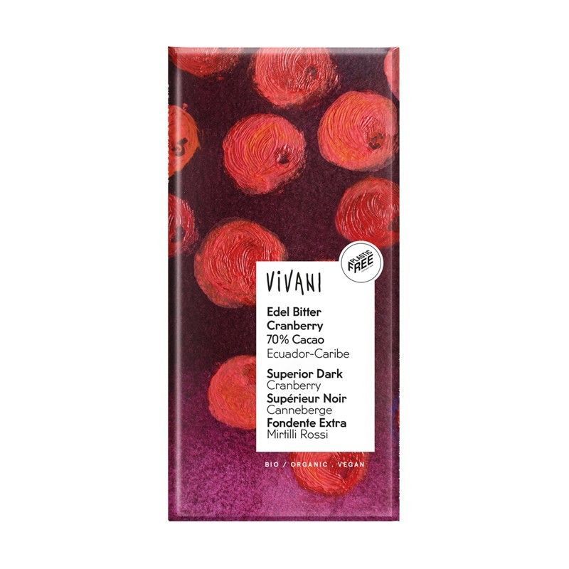 Tableta Chocolate 70%Arandanos Rojos (vegano) 100g