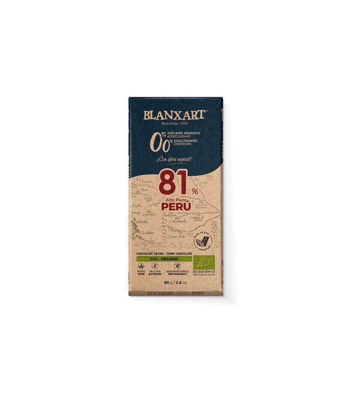 Choco Negro Sin Edulc 81% Peru 80 gr
