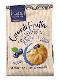 Galletas rellenas de mermelada de arándanos, 200g.