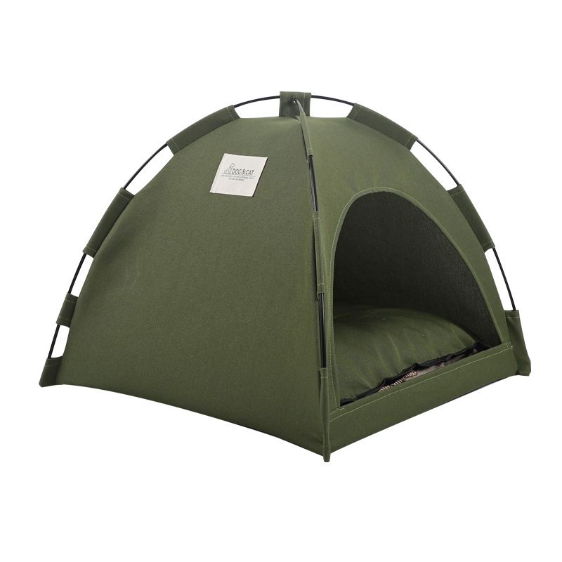 Summer Cooling Mat Outdoor Pet Nest Tent Breathable Foldable Solid Color Simple Pet Cage, Specifications: S35*35cm (suitable for pets up to 5catty), Color: Military green