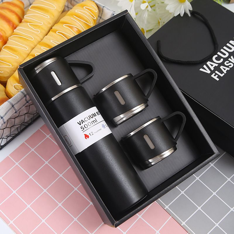 A Cup Of Multi-cover Gift Box Set High-end Business Vehicle Tea Cup, Color: Black gift box set, Capacity: 500ml