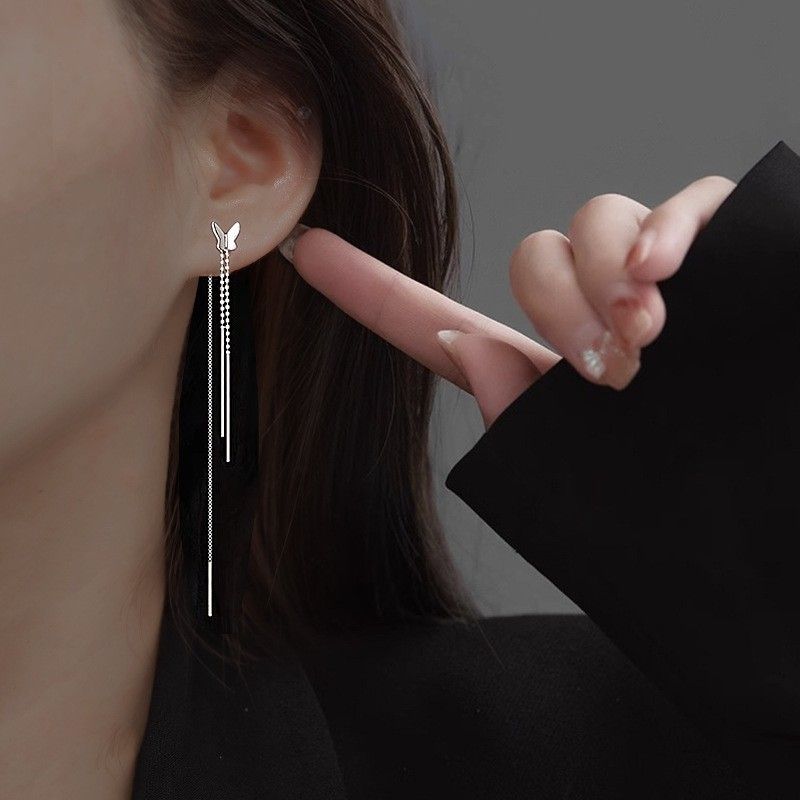 Long Tassel Earrings Women&amp;#039;s Wholesale Niche Design Personality S925 Silver Plated Needle Earrings Internet Celebrity Joker Accessories Fashion, Color: ED2131