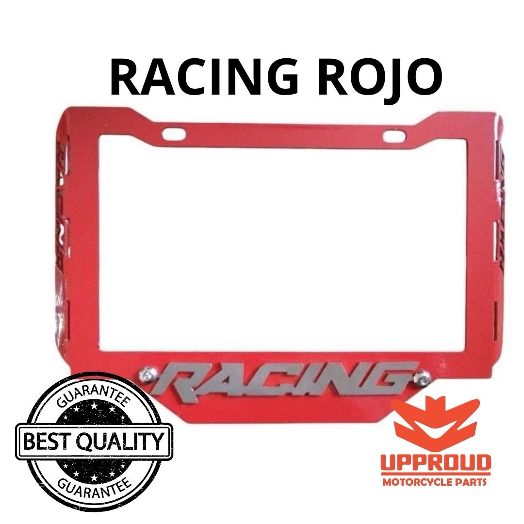 PORTA PLACAS RACING ROJO ACERO 