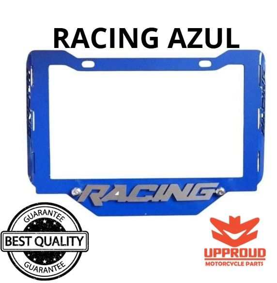 PORTA PLACAS RACING AZUL ACERO 