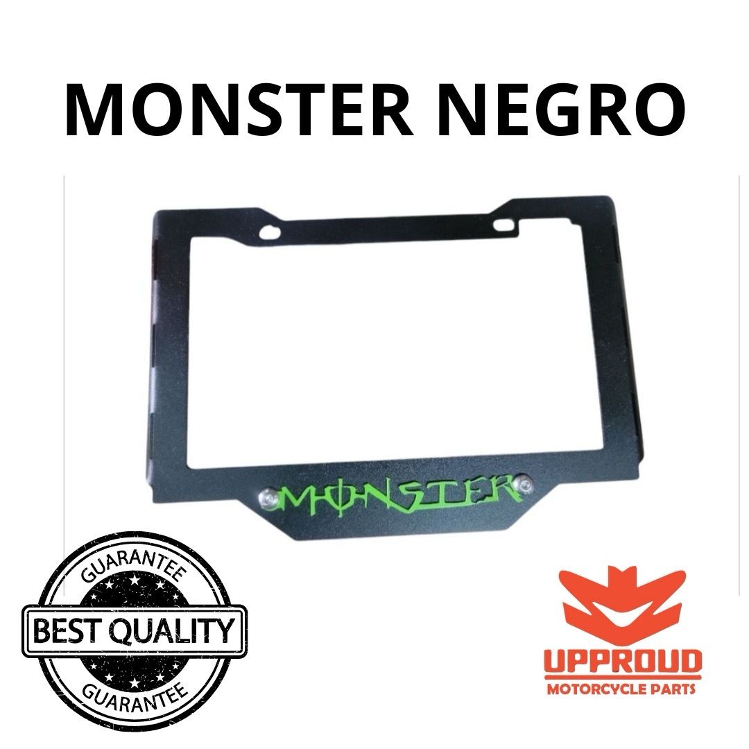 PORTA PLACAS MONSTER NEGRO ACERO