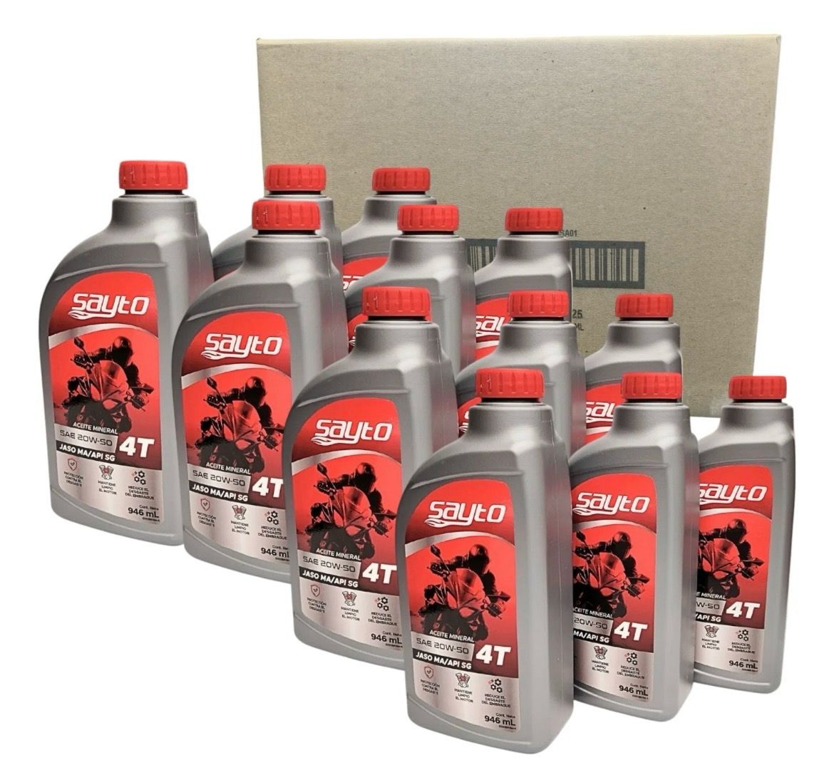 Aceite mineral Sayto 946ml  4T SAE 20W50 JASO MA/SG ( CAJA CON 12)