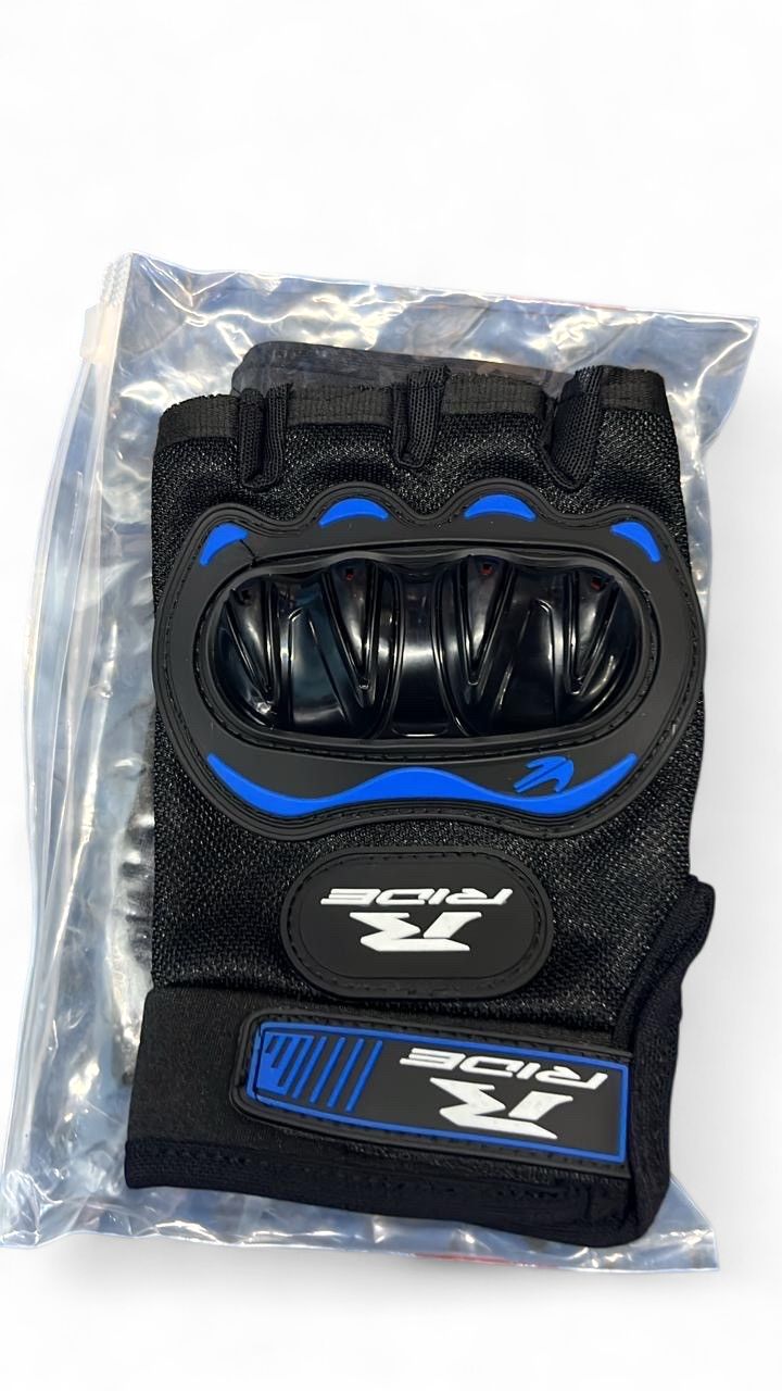 GUANTE CORTO NEGRO CON AZUL C/PROTECCION TALLA L