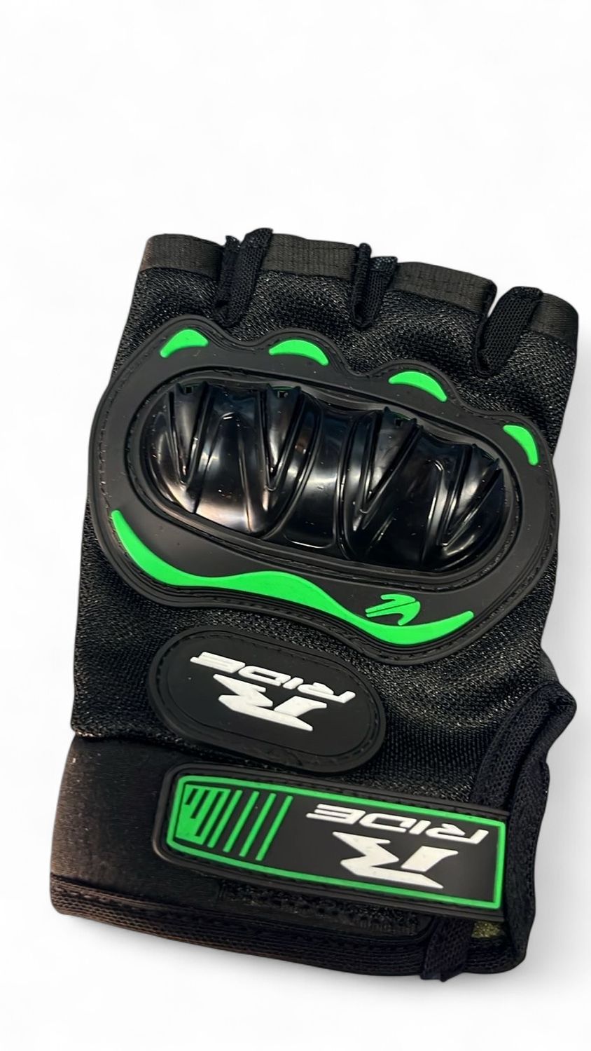 GUANTE CORTO NEGRO CON VERDE C/PROTECCION TALLA L
