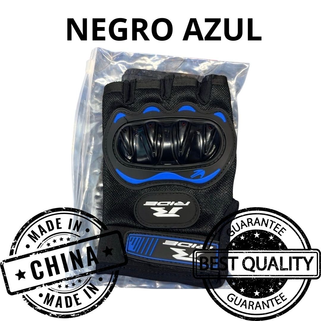 GUANTE CORTO NEGRO CON AZUL C/PROTECCION TALLA L