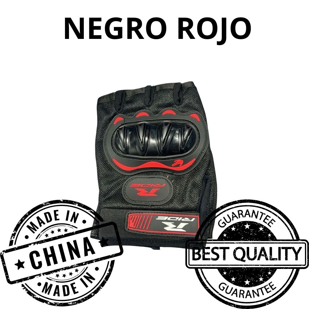 GUANTE CORTO NEGRO CON ROJO C/PROTECCION TALLA XL