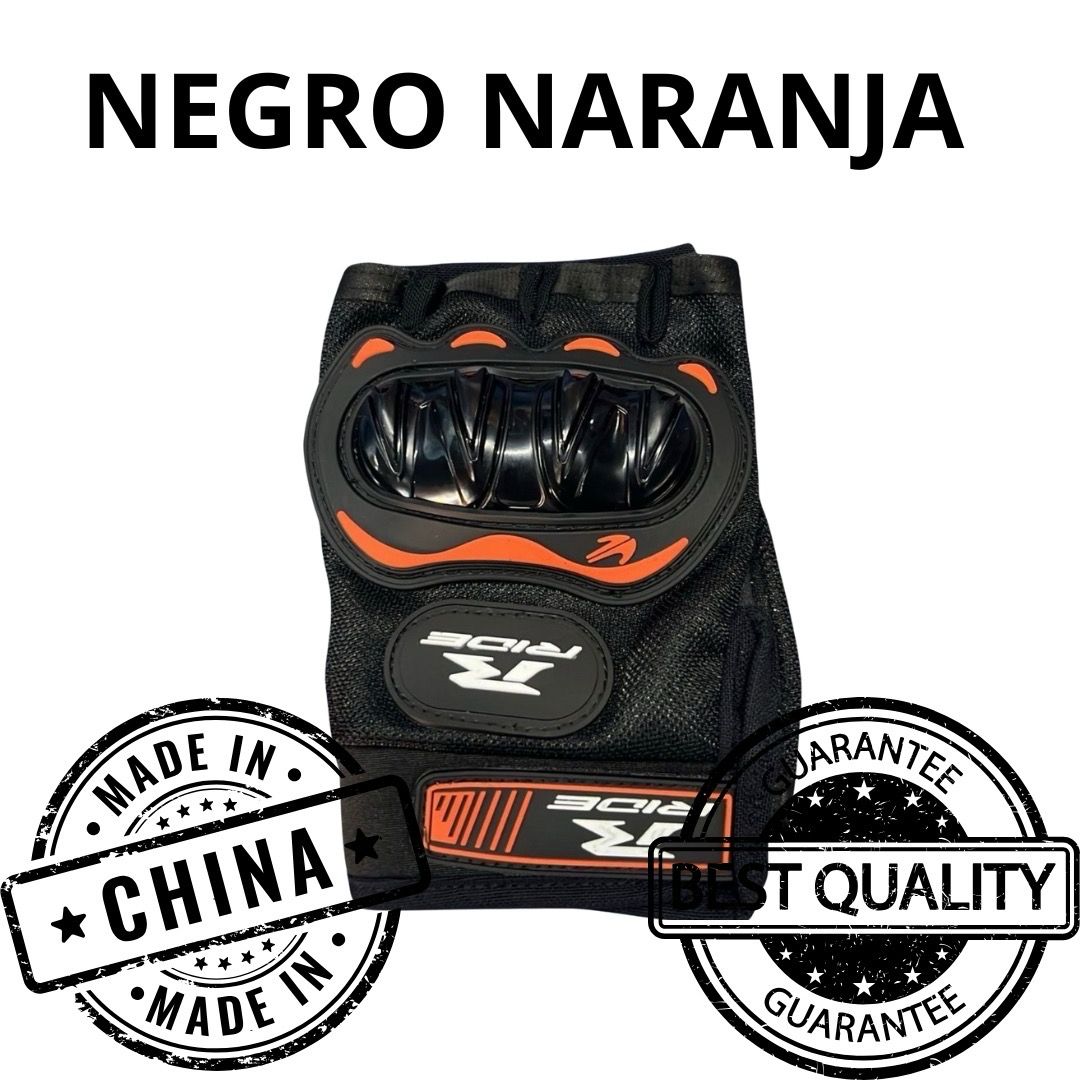 GUANTE CORTO NEGRO CON NARANJA C/PROTECCION TALLA L