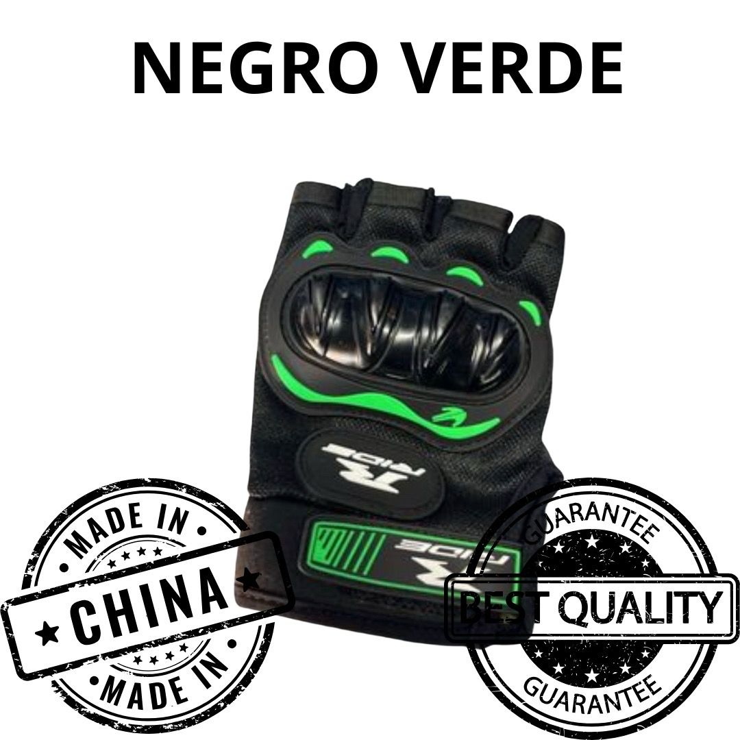 GUANTE CORTO NEGRO CON VERDE C/PROTECCION TALLA XL