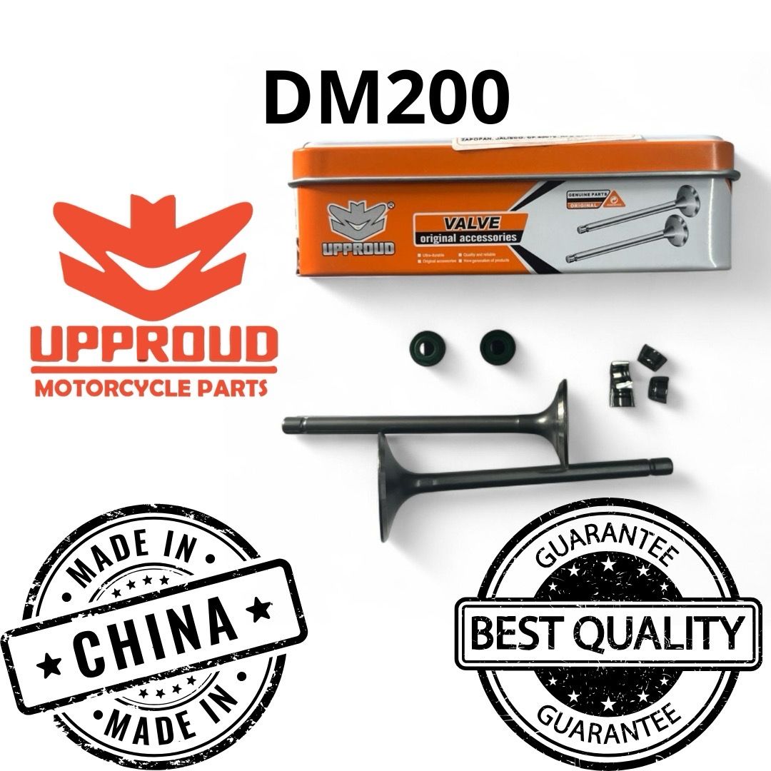 VALVULAS JUEGO DM 200 RACING IRON BOX OEM CON SELLOS Y CUÑAS