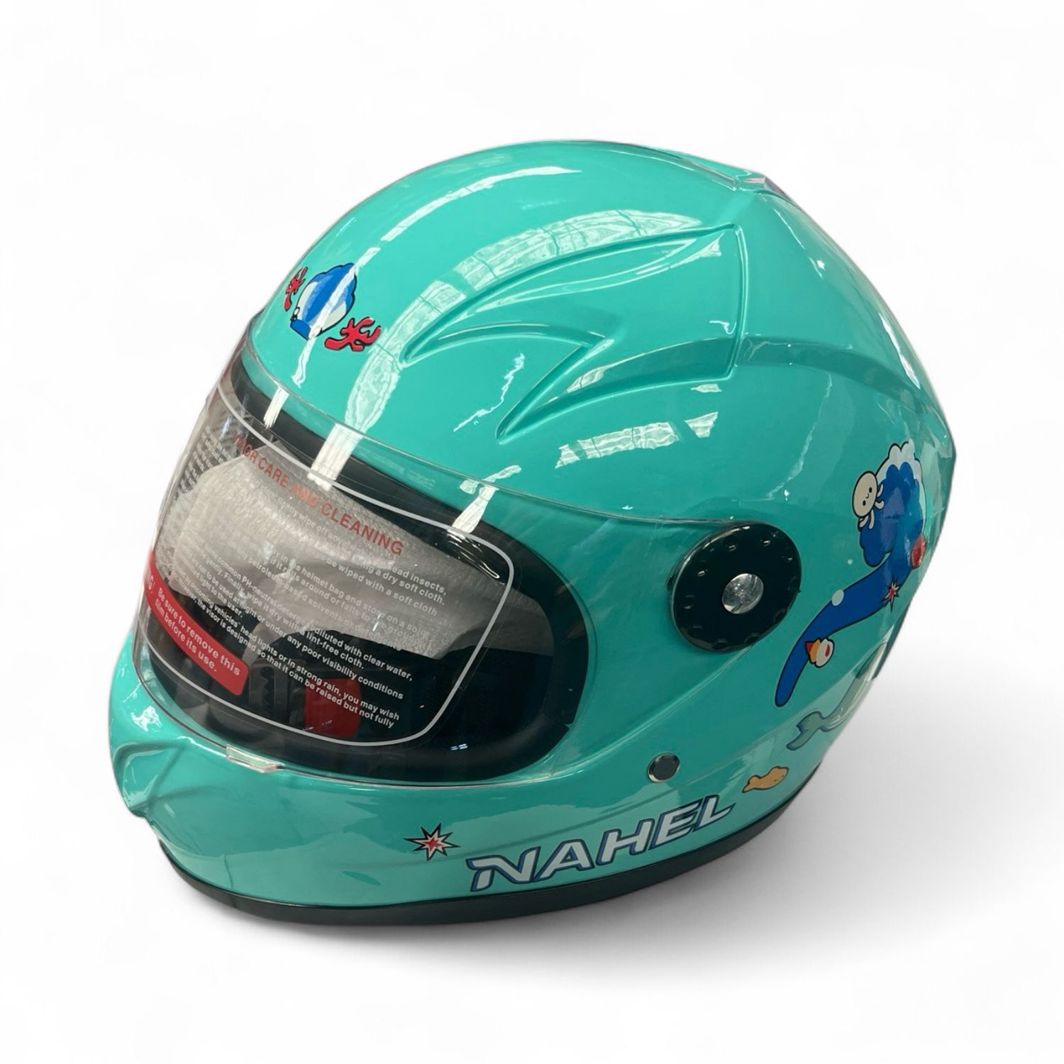 CASCO DE MOTO INFANTIL CERRADO AZUL PASTEL SIRENA