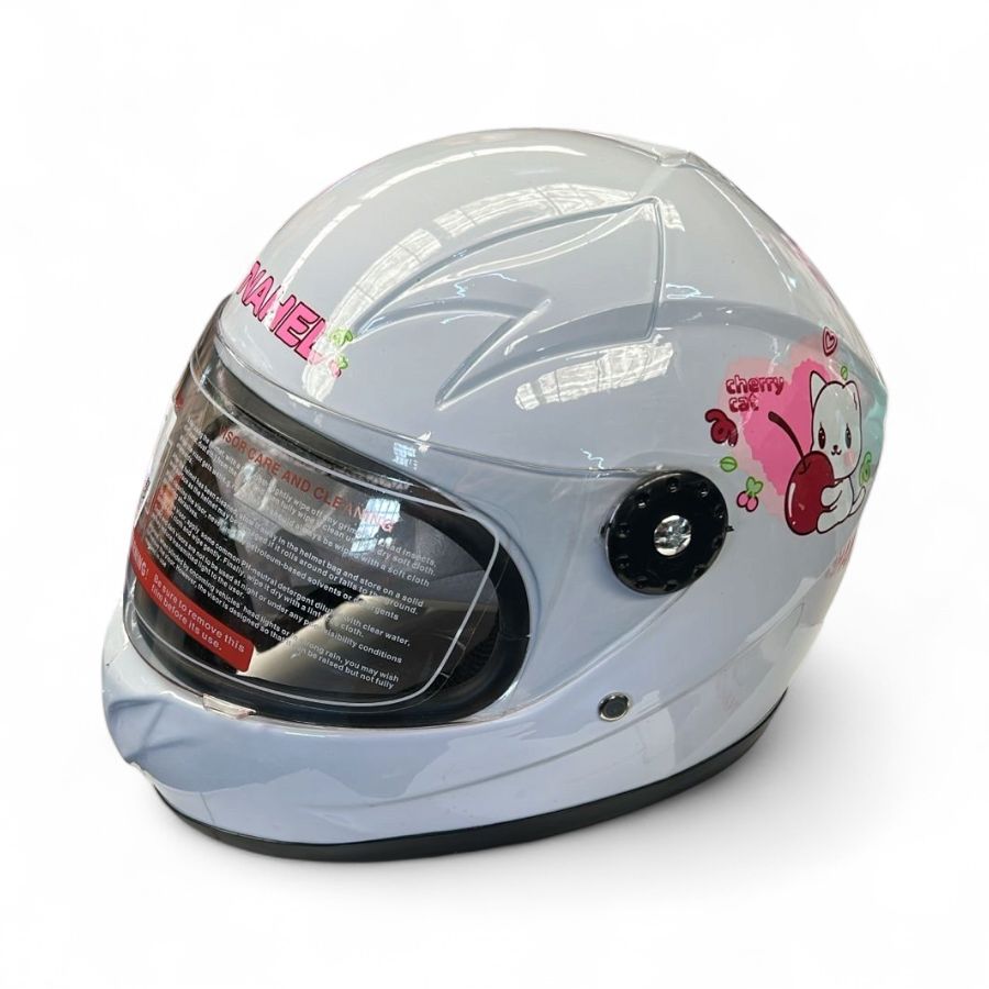 CASCO DE MOTO INFANTIL CERRADO CHERRY CAT BLANCO
