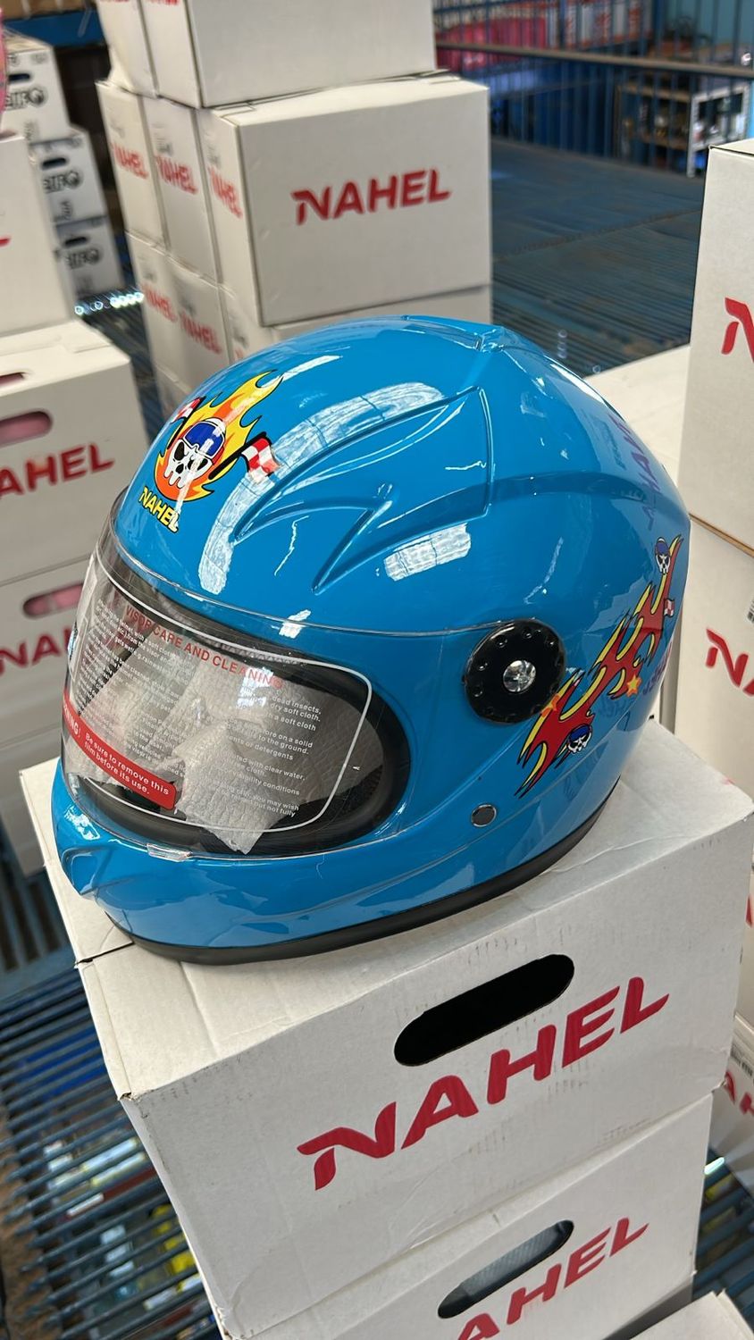 CASCO MOTO INFANTIL CERRADO CALAVERA AZUL