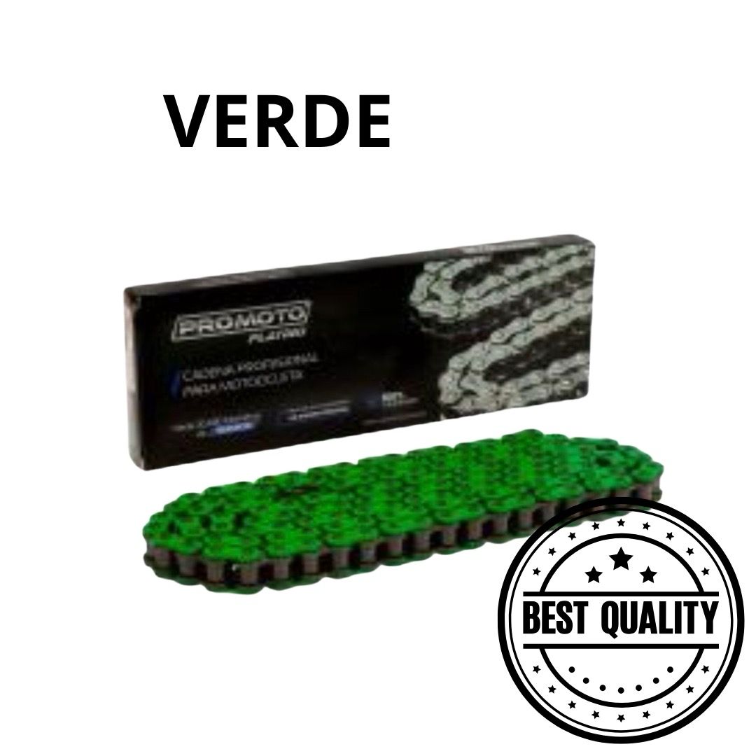 CADENA 428H -136L REFORZADA VERDE PROMOTO PLATINO