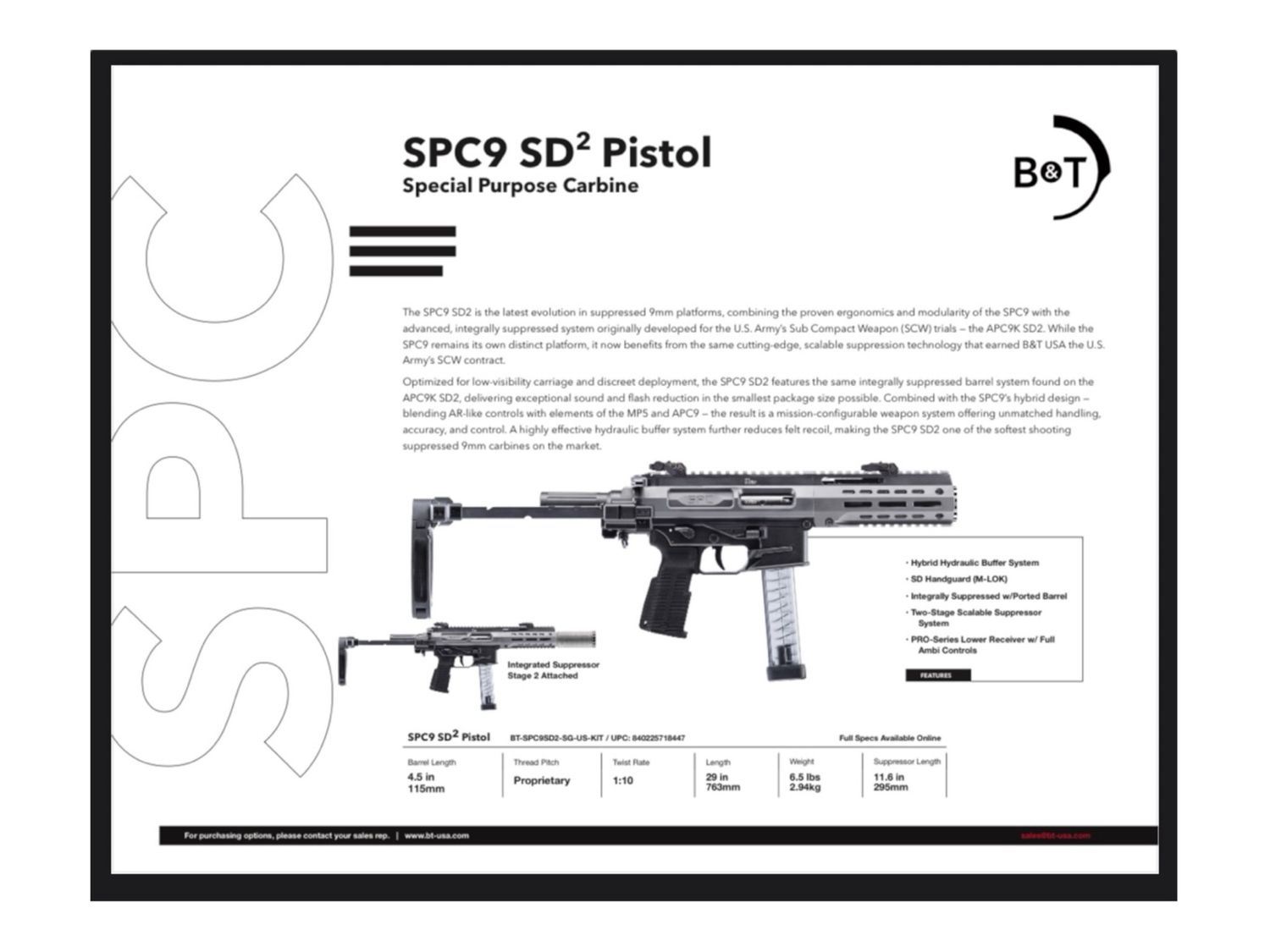B&amp;T SPC 9 SD2 Sniper Grey PRE ORDER