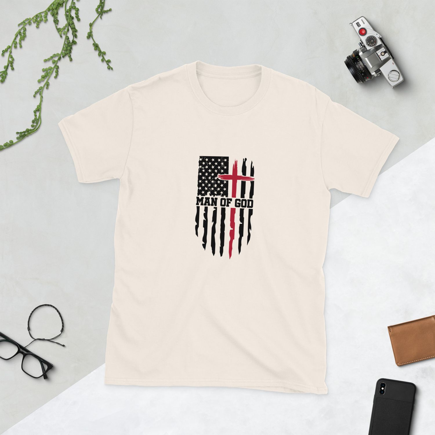 Man of God American Flag Christian T-Shirt – Bold Faith &amp; Patriotism