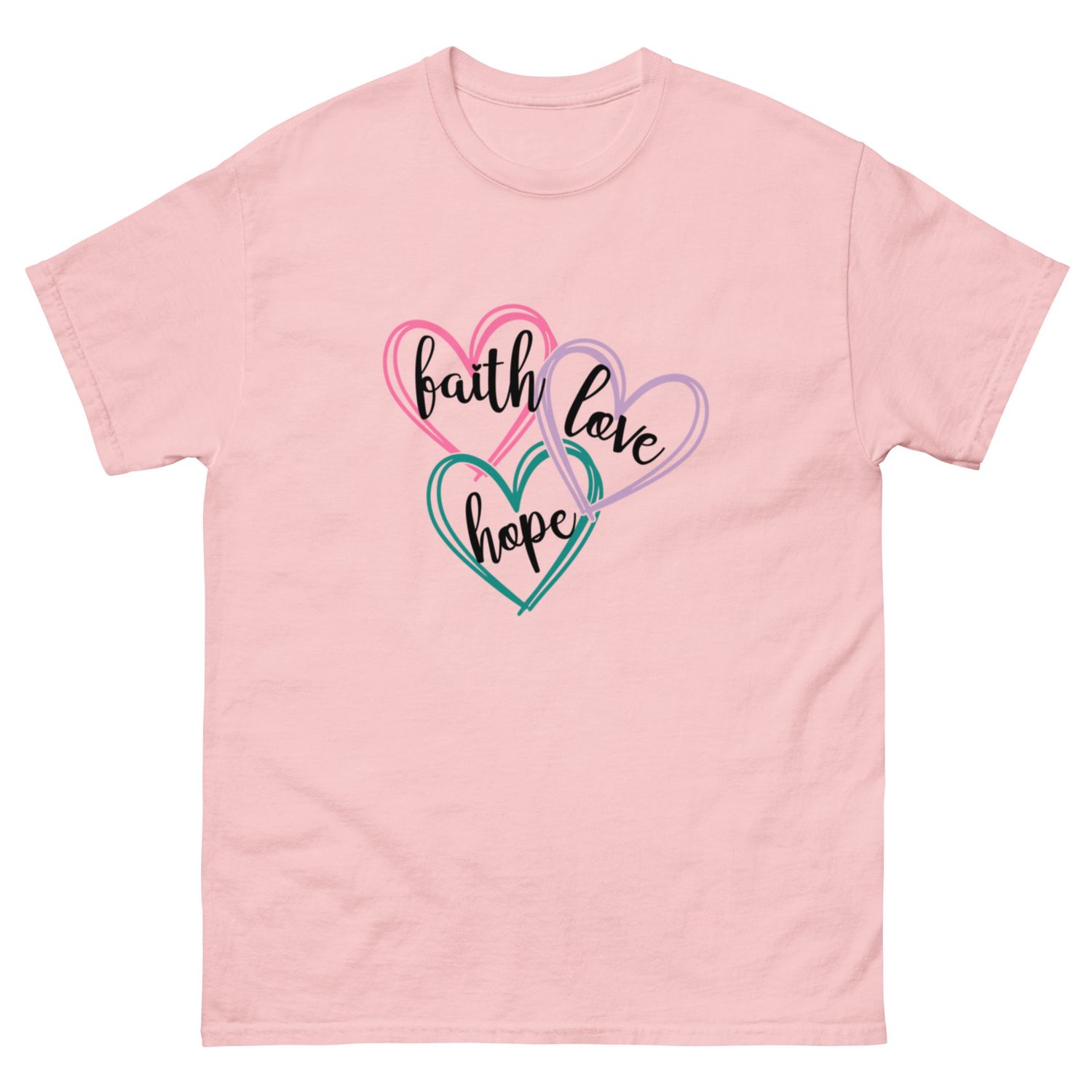 Faith, Hope, Love T-Shirt | Christian Heart Design | Inspirational Faith Tee