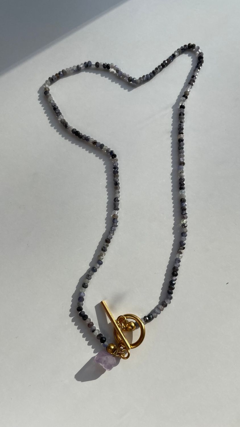 Chocker z obsydianem i z ametystem