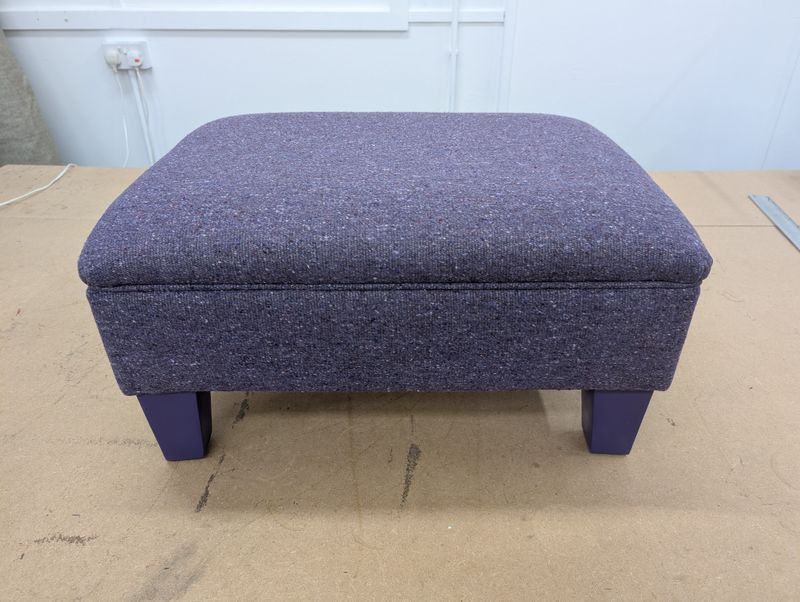 Hand-Restored Heathered Purple Wool Footstool