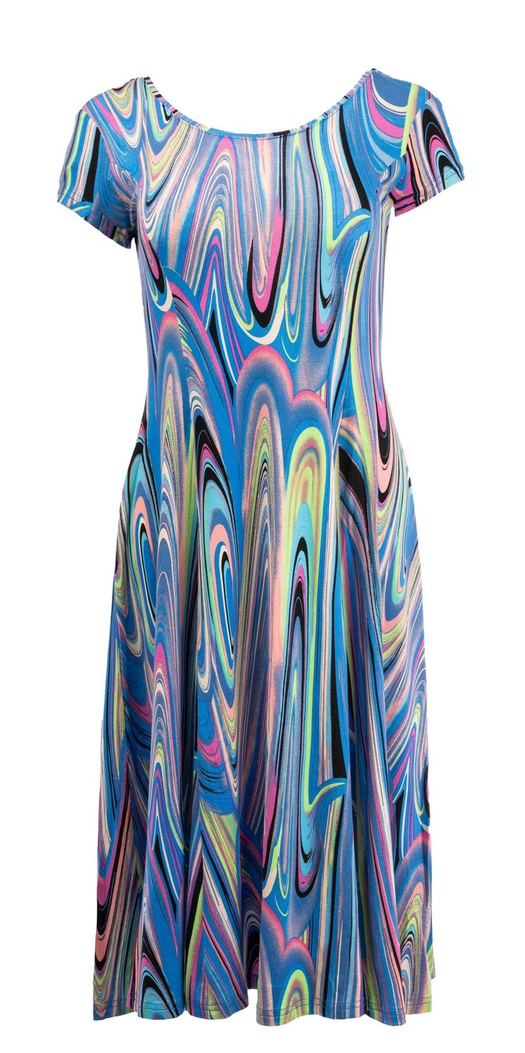 Evy Long SS Blue Psychedelic Waves