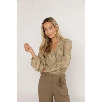 Blouse fringes 533202 Olive