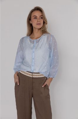 Blouse embroidery 613211 Light Blue