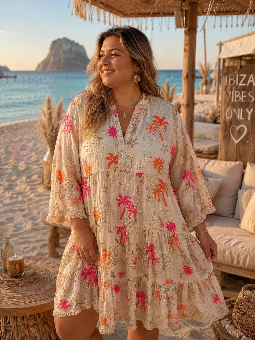 Tuniek jurk beige goud TU