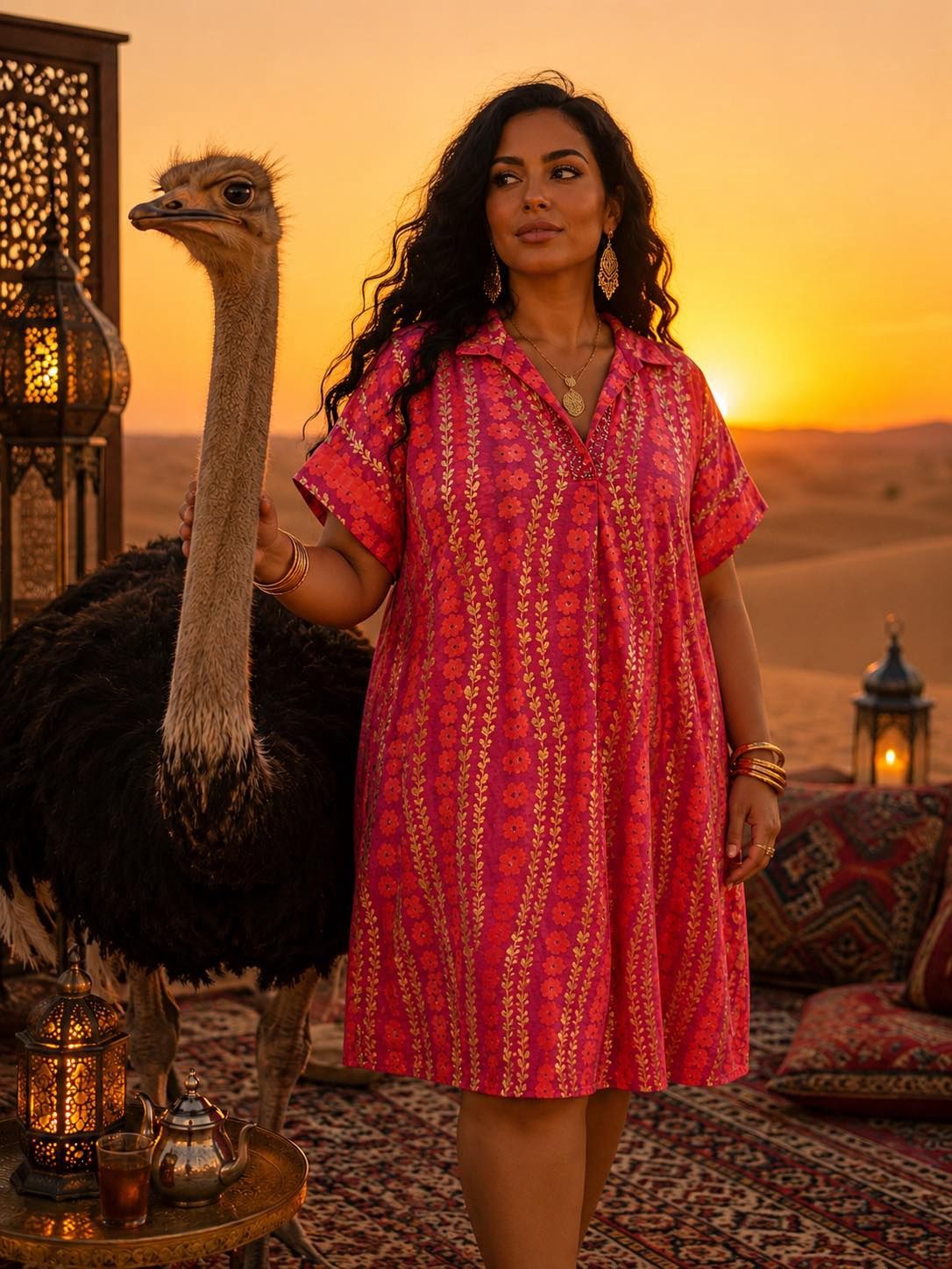 Tuniekjurk roos met goud