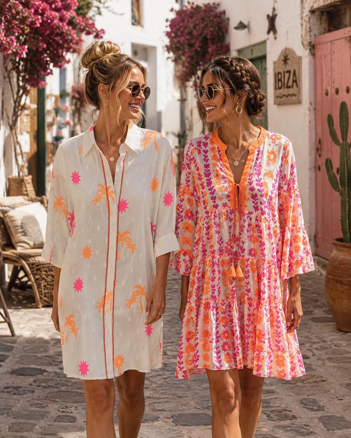 Tuniek jurk fuxia orange