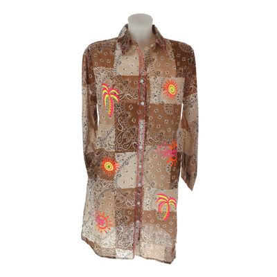 Jurk tuniek bruin met fluo palm