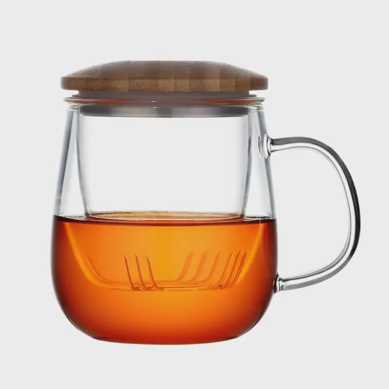 Glass Tea Cup with Bamboo Lid